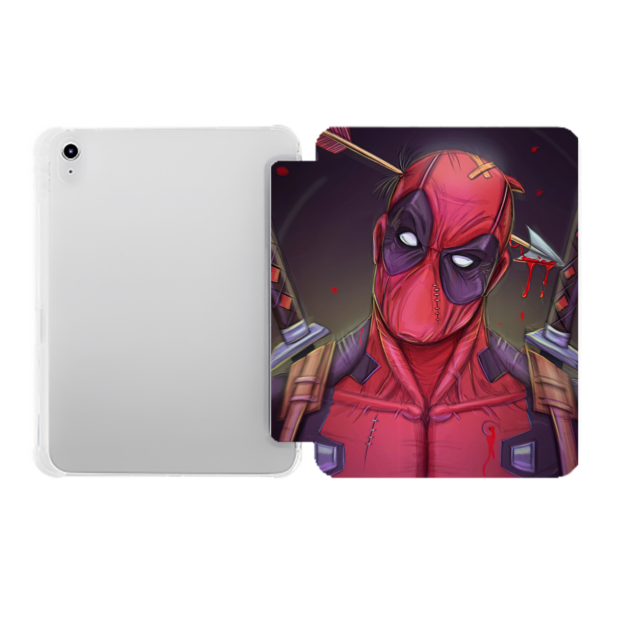 （画像用） Deadpool デッドプール IPad ケース ペン収納付き 三つ折りスタンド PUレザー×シリコン 対応機種9.5/10.5/10.9インチ